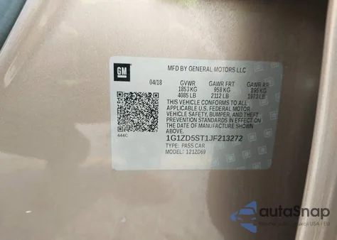 2018 Chevrolet Malibu Lt из США, поврежденный, VIN 1G1ZD5ST1JF213272